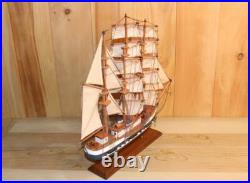 Vintage Belem Sailing Ship Model Solid Hardwood, Hand Painted, Cloth Sails