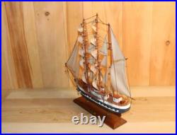 Vintage Belem Sailing Ship Model Solid Hardwood, Hand Painted, Cloth Sails