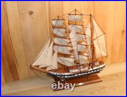 Vintage Belem Sailing Ship Model Solid Hardwood, Hand Painted, Cloth Sails