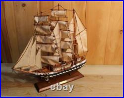 Vintage Belem Sailing Ship Model Solid Hardwood, Hand Painted, Cloth Sails