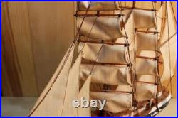 Vintage Belem Sailing Ship Model Solid Hardwood, Hand Painted, Cloth Sails