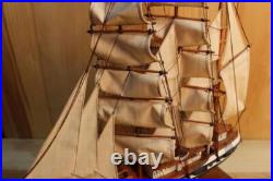 Vintage Belem Sailing Ship Model Solid Hardwood, Hand Painted, Cloth Sails