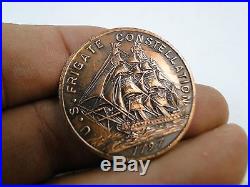 Vintage Copper Medal Medallion Commemorative Coin Frigate Constellation US Navy