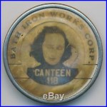 Vintage Employee Photo ID Badge BATH IRON WORKS CORP CANTEEN WORKER Maine