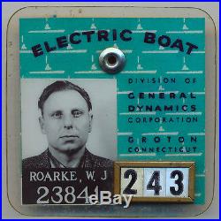 Vintage Employee Photo ID Badge ELECTRIC BOAT (GENERAL DYNAMICS) Crofton CT