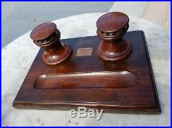 Vintage Inkwell Set Made From Teakwood From The H. M. S Collingwood WW1 Battleship