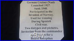 Vintage Karlsruhe German Cruiser WWII Unique Ship Photo + Invitation Rare Lot