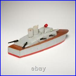 Vintage Keystone Usn-1 #215 Battleship, C. 1940, Wood Model, 15.5l