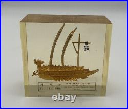Vintage Korean Turtle Ship Model Iron Clad Ship Antique Gold Fleet Gold Plated