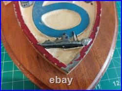 Vintage Navy PLAQUE Metal Emblem + Wood Shield Amphibious Squadron 6