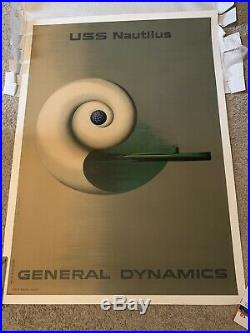 Vintage Original 1955 Erik NITSCHE General Dynamics, USS Nautilus Poster RARE