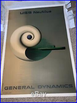 Vintage Original 1955 Erik NITSCHE General Dynamics, USS Nautilus Poster RARE