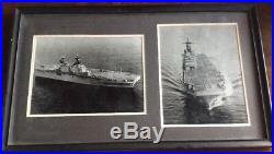 Vintage Pair Photographs Uss Belleau Wood Lha-3 Ship-photos-usn-navy-framed