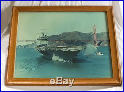 Vintage Photo Military US Navy Aircraft Carrier, Rear Admiral Signed Photograph