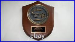Vintage Puget Sound U S Naval Shipyard Bremerton Washington Brass & Wood Plaque
