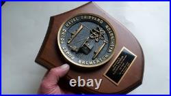 Vintage Puget Sound U S Naval Shipyard Bremerton Washington Brass & Wood Plaque
