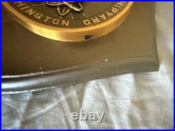 Vintage Puget Sound U S Naval Shipyard Bremerton Washington Brass & Wood Plaque