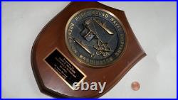Vintage Puget Sound U S Naval Shipyard Bremerton Washington Brass & Wood Plaque