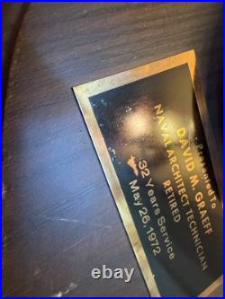 Vintage Puget Sound U S Naval Shipyard Bremerton Washington Brass & Wood Plaque