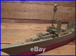 Vintage RARE Wood Folk Art U S Military Battleship Desk Model Figure USMC Navy