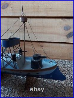 Vintage Rare Handmade Model Patrol Boat Wwi -metal War Ship Military Mancave