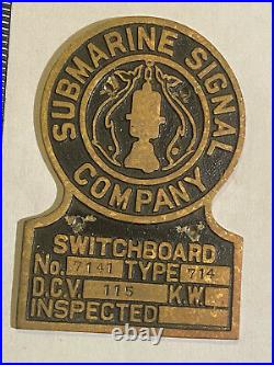 Vintage Submarine Signal Company Label Tag Topper Switchboard No 7141