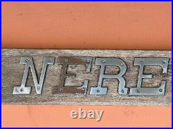 Vintage Submarine USS NEREUS US Navy Ships Brass Name Letters Wood Plank Plaque