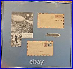 Vintage USS Akron Blimp Commemoration Set Photo & 2 Original Airmail Envelopes