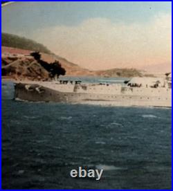 Vintage USS Arizona Photograph on Glass Hand Colorized Reverse painted pre Pearl