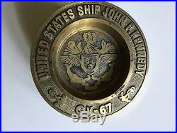 Vintage USS John F. Kennedy CV-67 Aircraft Carrier Navy Heavy 2lbs Brass Ashtray