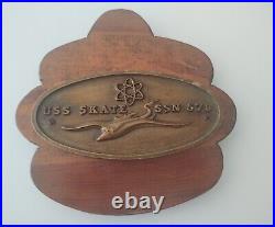 Vintage USS Skate Submarine SSN 578 Brass Plaque