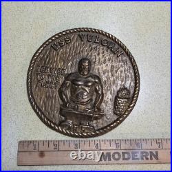 Vintage USS Vulcan AR-5 Navy Brass Ship Plaque 6 Service to the Fleet
