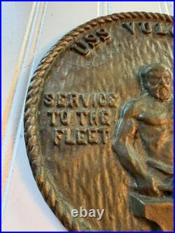 Vintage USS Vulcan AR-5 Navy Brass Ship Plaque 6 Service to the Fleet