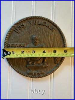 Vintage USS Vulcan AR-5 Navy Brass Ship Plaque 6 Service to the Fleet