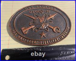 Vintage Usn Navy Bronze Plaque Uss Truxtun Dlg(n)-35 Nuclear Cruiser Navigator