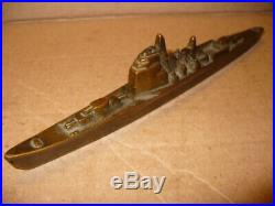 Vintage WW II Brass Destroyer or Battleship Desk Model Paperweight Trench Art