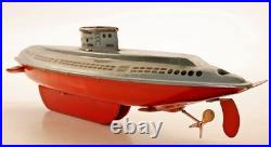 Vintage Wolverine Submarine Tin Toy with Key Wind-up Works very well