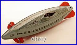 Vintage Wolverine Submarine Tin Toy with Key Wind-up Works very well