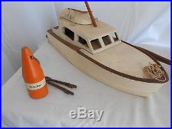 Vintage Wood Boat Model of The Helemor Nautical Decor