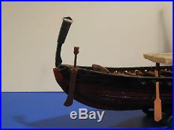 Vintage all wood model Viking ship Gokstad, very old folk art