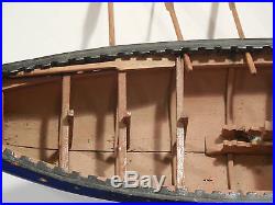 Vintage all wood model Viking ship Gokstad, very old folk art