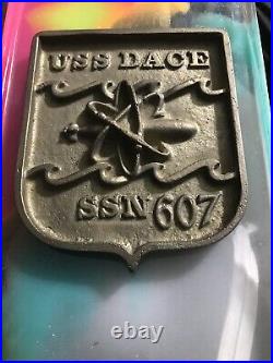 Vtg USS DACE SSN 607 Nuclear Submarine Bronze Plaque Insignia Plate 1960 NAVY