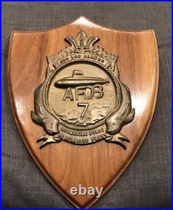 Vtg USS Los Alamos AFDB-7 Submarine Force Brass Plaque US Atlantic Fleet Navy