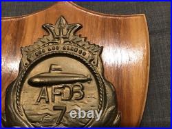 Vtg USS Los Alamos AFDB-7 Submarine Force Brass Plaque US Atlantic Fleet Navy