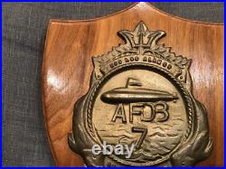 Vtg USS Los Alamos AFDB-7 Submarine Force Brass Plaque US Atlantic Fleet Navy