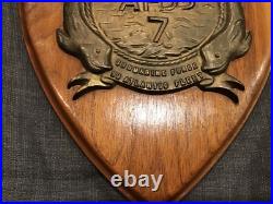 Vtg USS Los Alamos AFDB-7 Submarine Force Brass Plaque US Atlantic Fleet Navy