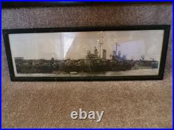 Vtg USS Vincennes (CL-64) Post WWII Photo Auckland New Zealand 27 x 9