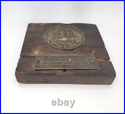 WOOD/COPPER FROM USS CONSTITUTION-OLD IRONSIDES-ORIGINAL HULL, collected 1927