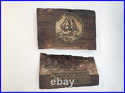 WOOD/COPPER FROM USS CONSTITUTION-OLD IRONSIDES-ORIGINAL HULL, collected 1927