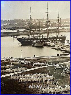 WW1 ERA US NAVAL TRAINING STATION NEWPORT RI with USS CONSTELLATION PHOTO 1914